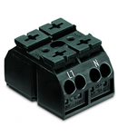 4-conductor chassis-mount terminal strip; suitable for Ex e II applications; 2-pole; L1-N; without ground contact; for 3 mm ø screw and nut; with 2x pin; 4 mm²; 4,00 mm²; black