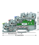 4-conductor sensor terminal block; LED (yellow); for NPN-(low-side) switching sensors; with ground contact; 1 mm²; Push-in CAGE CLAMP®; 1,00 mm²; gray