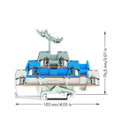 Triple-deck terminal block; Shield/through/through terminal block; with marker carrier; for DIN-rail 35 x 15 and 35 x 7.5; 2.5 mm²; CAGE CLAMP®; 2,50 mm²; white/blue/gray