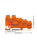 4-conductor sensor supply terminal block; Internal commoning, 9 A; with colored conductor entries; 2.5 mm²; CAGE CLAMP®; 2,50 mm²; orange