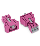 Snap-in socket; 3-pole; Cod. B; 1,50 mm²; pink