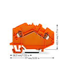 2-conductor through terminal block; 2.5 mm²; center marking; for DIN-rail 35 x 15 and 35 x 7.5; CAGE CLAMP®; 2,50 mm²; orange