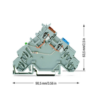 4-conductor sensor supply terminal block; LED (green); for PNP-(high-side) switching sensors; Power supply from sensor side; with colored conductor entries; 2.5 mm²; CAGE CLAMP®; 2,50 mm²; gray