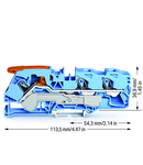 3-conductor through terminal block; with lever and Push-in CAGE CLAMP®; 16 mm²; with test port; suitable for Ex i applications; side and center marking; for DIN-rail 35 x 15 and 35 x 7.5; Push-in CAGE CLAMP®; 16,00 mm²; blue