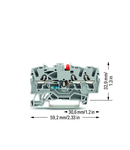 Component terminal block; 3-conductor; LED (red); 24 VDC; for DIN-rail 35 x 15 and 35 x 7.5; 2.5 mm²; Push-in CAGE CLAMP®; 2,50 mm²; gray