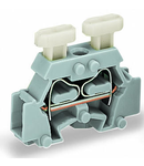 2-conductor terminal block; on both sides with push-button; with fixing flange; for screw or similar mounting types; Fixing hole 3.2 mm Ø; 2.5 mm²; CAGE CLAMP®; 2,50 mm²; gray