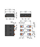 SMD PCB terminal block; 0.5 mm²; Pin spacing 3 mm; 3-pole; PUSH WIRE®; in tape-and-reel packaging; 0,50 mm²; black