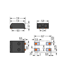 SMD PCB terminal block; 0.5 mm²; Pin spacing 3 mm; 2-pole; PUSH WIRE®; in tape-and-reel packaging; 0,50 mm²; black