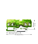 4-conductor ground terminal block; 2.5 mm²; suitable for Ex e II applications; center marking; for DIN-rail 35 x 15 and 35 x 7.5; CAGE CLAMP®; 2,50 mm²; green-yellow