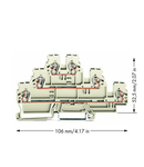 Triple-deck terminal block; Through/through/through terminal block; L/L/L; suitable for Ex e II applications; for DIN-rail 35 x 15 and 35 x 7.5; 2.5 mm²; CAGE CLAMP®; 2,50 mm²; light gray