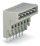 THT male header for double-deck assembly; 1.0 x 1.0 mm solder pin; angled; Pin spacing 5 mm; 3-pole; gray