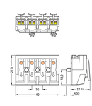 Lighting connector; push-button, external; without ground contact; 1/L´-2/L-PE-N; 4-pole; Lighting side: for solid conductors; Inst. side: for all conductor types; max. 2.5 mm²; Surrounding air temperature: max 85°C (T85); 2,50 mm²; white