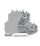 Double-deck terminal block; Through/through terminal block; with end plate; L/L; without marker carrier; for DIN-rail 35 x 15 and 35 x 7.5; 1 mm²; Push-in CAGE CLAMP®; 1,00 mm²; gray