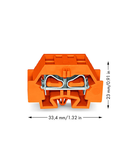 4-conductor terminal block; without push-buttons; with snap-in mounting foot; for plate thickness 0.6 - 1.2 mm; Fixing hole 3.5 mm Ø; 4 mm²; CAGE CLAMP®; 4,00 mm²; orange