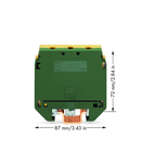 3-conductor ground terminal block; 95 mm²; with contact to DIN rail; for DIN-rail 35 x 15 and 35 x 7.5; 2.3 mm thick; copper; SCREW CLAMP CONNECTION; 95,00 mm²; green-yellow