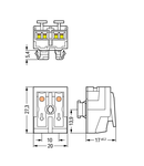 Lighting connector; push-button, external; for Linect®; without ground contact; N´-L´; 2-pole; Cod. L; Lighting side: for solid conductors; Inst. side: for all conductor types; max. 2.5 mm²; Surrounding air temperature: max 85°C (T85); 2,50 mm²; white