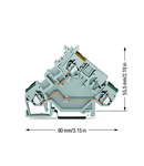 3-conductor actuator supply terminal block; with colored conductor entries; 2.5 mm²; CAGE CLAMP®; 2,50 mm²; gray