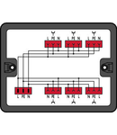 Distribution box; Single-phase current (230 V); 1 input; 6 outputs; Cod. P; MIDI; black