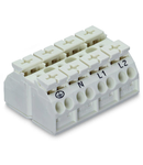 4-conductor chassis-mount terminal strip; suitable for Ex e II applications; 4-pole; PE-N-L1-L2; without ground contact; for 3 mm ø screw and nut; 4 mm²; 4,00 mm²; white