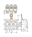 Lighting connector; push-button, external; for Linect®; with screw-type ground contact; 3-pole; Cod. A; Lighting side: for solid conductors; Inst. side: for all conductor types; max. 2.5 mm²; Surrounding air temperature: max 85°C (T85); 2,50 mm²; white