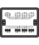 Distribution box; Single-phase current (230 V); 2 inputs; 6 outputs; Cod. A; MIDI; black