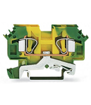 2-conductor ground terminal block; 6 mm²; suitable for Ex e II applications; lateral marker slots; for DIN-rail 35 x 15 and 35 x 7.5; CAGE CLAMP®; 6,00 mm²; green-yellow