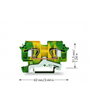 2-conductor ground terminal block; 6 mm²; suitable for Ex e II applications; lateral marker slots; for DIN-rail 35 x 15 and 35 x 7.5; CAGE CLAMP®; 6,00 mm²; green-yellow