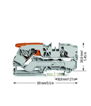 2-conductor through terminal block; with lever and Push-in CAGE CLAMP®; 10 mm²; with test port; side and center marking; for DIN-rail 35 x 15 and 35 x 7.5; Push-in CAGE CLAMP®; 10,00 mm²; gray