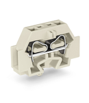 2-conductor terminal block; suitable for Ex e II applications; without push-buttons; with snap-in mounting foot; for plate thickness 0.6 - 1.2 mm; Fixing hole 3.5 mm Ø; 4 mm²; CAGE CLAMP®; 4,00 mm²; light gray