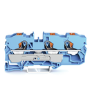 3-conductor through terminal block; with push-button; 10 mm²; with test port; suitable for Ex i applications; side and center marking; for DIN-rail 35 x 15 and 35 x 7.5; Push-in CAGE CLAMP®; 10,00 mm²; blue