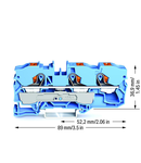 3-conductor through terminal block; with push-button; 10 mm²; with test port; suitable for Ex i applications; side and center marking; for DIN-rail 35 x 15 and 35 x 7.5; Push-in CAGE CLAMP®; 10,00 mm²; blue
