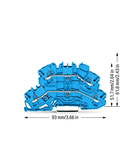 Double-deck terminal block; Through/through terminal block; N/N; suitable for Ex i applications; for DIN-rail 35 x 15 and 35 x 7.5; 2.5 mm²; Push-in CAGE CLAMP®; 2,50 mm²; blue