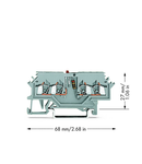 Component terminal block; 4-conductor; LED (red); 24 VDC; for DIN-rail 35 x 15 and 35 x 7.5; 1.5 mm²; CAGE CLAMP®; 1,50 mm²; gray