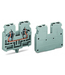 2-conductor end terminal block; suitable for Ex i applications; without push-buttons; with snap-in mounting foot; for plate thickness 0.6 - 1.2 mm; Fixing hole 3.5 mm Ø; 2.5 mm²; CAGE CLAMP®; 2,50 mm²; blue