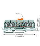 4-conductor disconnect/test terminal block; with shield contact; with test port; for DIN-rail 35 x 15 and 35 x 7.5; 2.5 mm²; CAGE CLAMP®; 2,50 mm²; gray