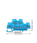 Double-deck terminal block; Through/through terminal block; N/N; suitable for Ex i applications; for DIN-rail 35 x 15 and 35 x 7.5; 1.5 mm²; CAGE CLAMP®; 1,50 mm²; blue