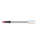 pre-assembled connecting cable; Eca; Socket/open-ended; 2-pole; Cod. B; Control cable 2 x 1.0 mm²; 1 m; 1,00 mm²; pink