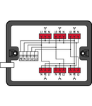 Distribution box; Three-phase to single-phase current (400 V/230 V); supply cable entry; 1 input; 6 outputs; Cod. P; MIDI; black