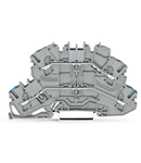 Double-deck terminal block; Through/through terminal block; same profile as double-deck disconnect terminal block; N/L; without marker carrier; Blue conductor entry lower deck; for DIN-rail 35 x 15 and 35 x 7.5; 2.5 mm²; Push-in CAGE CLAMP®; 2,50 mm²; gra