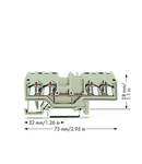 4-conductor through terminal block; 2.5 mm²; suitable for Ex e II applications; center marking; for DIN-rail 35 x 15 and 35 x 7.5; CAGE CLAMP®; 2,50 mm²; light gray