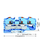 3-conductor through terminal block; with push-button; 16 mm²; with test port; suitable for Ex i applications; side and center marking; for DIN-rail 35 x 15 and 35 x 7.5; Push-in CAGE CLAMP®; 16,00 mm²; blue