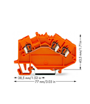 3-conductor through terminal block; 2.5 mm²; center marking; for DIN-rail 35 x 15 and 35 x 7.5; CAGE CLAMP®; 2,50 mm²; orange