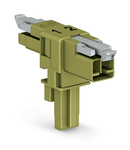 T-distribution connector; 2-pole; Cod. B; 1 input; 2 outputs; 3 locking levers; for flying leads; light green