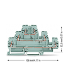 Component terminal block; triple-deck; with diode 1N4007; anode, left side; for DIN-rail 35 x 15 and 35 x 7.5; 2.5 mm²; CAGE CLAMP®; 2,50 mm²; gray