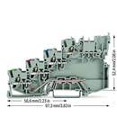 4-conductor sensor terminal block; for PNP (positive) switching sensors; with ground contact; 1 mm²; Push-in CAGE CLAMP®; 1,00 mm²; gray