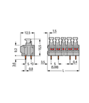2-conductor PCB terminal block; push-button; 0.75 mm²; Pin spacing 5/5.08 mm; 4-pole; PUSH WIRE®; 0,75 mm²; gray