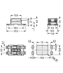 Through-Board SMD PCB Terminal Block; 0.75 mm²; Pin spacing 6.5 mm; 2-pole; Push-in CAGE CLAMP®; in tape-and-reel packaging; 0,75 mm²; white