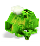 4-conductor terminal block; on one side with push-buttons; with snap-in mounting foot; for plate thickness 0.6 - 1.2 mm; Fixing hole 3.5 mm Ø; 2.5 mm²; CAGE CLAMP®; 2,50 mm²; green-yellow