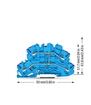 Double-deck terminal block; 4-conductor through terminal block; same profile as double-deck disconnect terminal block; N; without marker carrier; suitable for Ex i applications; internal commoning; conductor entry with violet marking; for DIN-rail 35 x 15