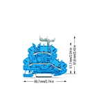 Double-deck terminal block; Through/through terminal block; N/N; with marker carrier; suitable for Ex i applications; for DIN-rail 35 x 15 and 35 x 7.5; 1 mm²; Push-in CAGE CLAMP®; 1,00 mm²; blue